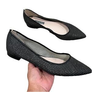 SJP Sarah Jessica Parker Black Glitter Ballet Flats Size 39 Pointed Toe Italy